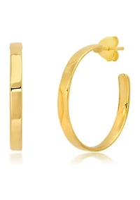 18K Yellow Gold Over Sterling Silver Vermeil High Polish Curved Hoops