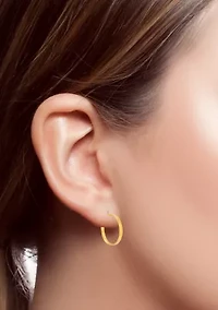 18K Yellow Gold Over Sterling Silver Vermeil High Polish Curved Hoops