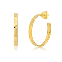 18K Yellow Gold Over Sterling Silver Vermeil High Polish Curved Hoops