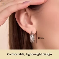 MAX + STONE Silver Filigree Earrings for Women with Click Tops | 925 Sterling Silver Earrings for Women with Anti-tarnishing Rhodium Plating | Sterling Silver Hoop Earrings