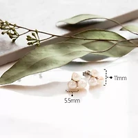 Sterling Silver Freshwater Pearl Trio Earrings With Diamond Accents
