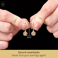 14K Yellow Gold Filigree Ball Shape Dangle Earrings