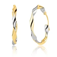 Solid 10K Gold Two Tone Earrings | 20mm Twisted Real 10K Gold Hoop Earrings for Women | Hypoallergenic 10 Karat Two Toned Earring for Women by MAX + STONE