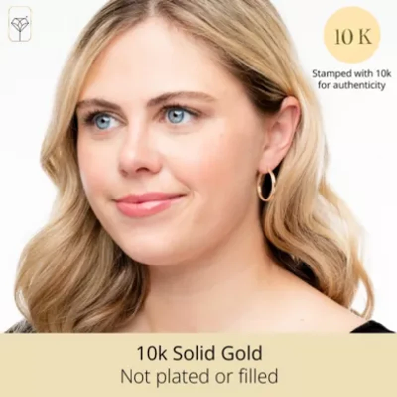 Solid 10K Gold Hoop Earrings with Secure Closure | Hypoallergenic Real 10K Gold Hoop Earrings for Women | Anti Tarnish 10 Karat Earring Hoops with Secure Closure by MAX + STONE