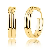 Solid 10K Gold Hoop Earrings Double Tube with Secure Closure | Hypoallergenic Real 10K Gold Hoop Earrings for Women | Anti Tarnish 10 Karat Earring Hoops with Secure Closure by MAX + STONE