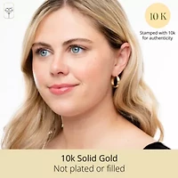 Solid 10K Gold Hoop Earrings Double Tube with Secure Closure | Hypoallergenic Real 10K Gold Hoop Earrings for Women | Anti Tarnish 10 Karat Earring Hoops with Secure Closure by MAX + STONE
