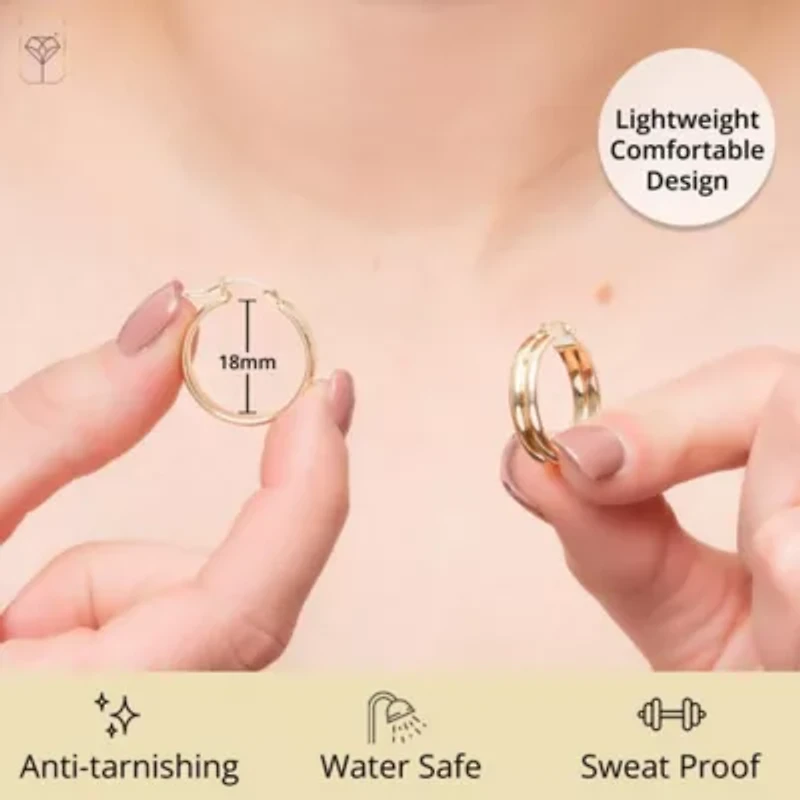 Solid 10K Gold Hoop Earrings Double Tube with Secure Closure | Hypoallergenic Real 10K Gold Hoop Earrings for Women | Anti Tarnish 10 Karat Earring Hoops with Secure Closure by MAX + STONE