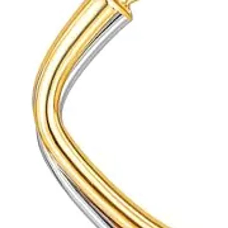 Solid 10K Gold Two Tone Earrings | 12mm Double Square Real 10K Gold Hoop Earrings for Women | Hypoallergenic 10 Karat Two Toned Earring for Women by MAX + STONE