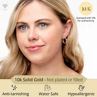 Solid 10K Gold Two Tone Earrings | 12mm Double Square Real 10K Gold Hoop Earrings for Women | Hypoallergenic 10 Karat Two Toned Earring for Women by MAX + STONE