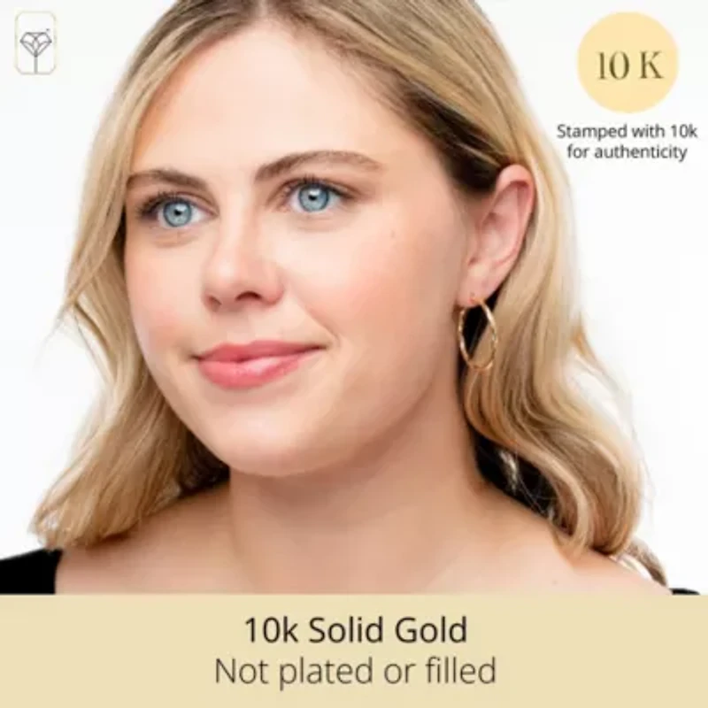 Solid 10K Gold Hoop Earrings with Secure Closure | Hypoallergenic Real 10K Gold Hoop Earrings for Women | Anti Tarnish 10 Karat Earring Hoops with Secure Closure by MAX + STONE