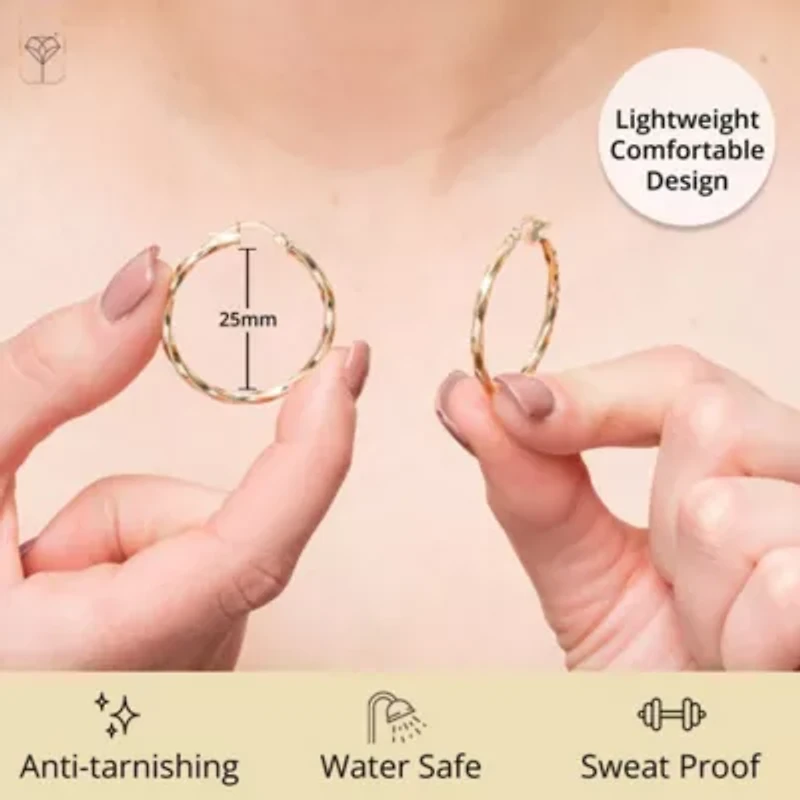 Solid 10K Gold Hoop Earrings with Secure Closure | Hypoallergenic Real 10K Gold Hoop Earrings for Women | Anti Tarnish 10 Karat Earring Hoops with Secure Closure by MAX + STONE