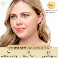 Solid 14K Gold Two Toned Earrings for Women | 12mm Square Real 14K Gold Hoop Earrings for Women | Hypoallergenic 14 Karat Two Tone Hoop Earring with Secure Clasps by MAX + STONE