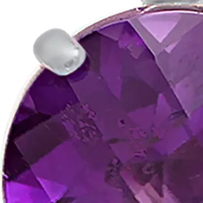 Sterling Silver Round Checkerboard Cut 3 ct. t.w. Amethyst Lever Back Earrings (8 Millimeter)