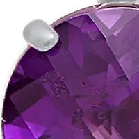 Sterling Silver Round Checkerboard Cut 3 ct. t.w. Amethyst Lever Back Earrings (8 Millimeter)