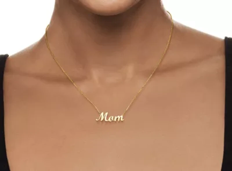14k Yellow Gold MoM Script Necklace