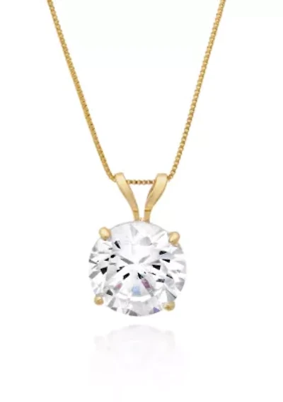 14k Yellow Gold 8mm Cubic Zironia Pendant