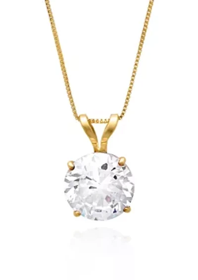 14k Yellow Gold 7mm Cubic Zirconia Pendant