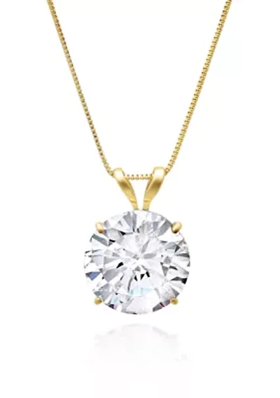 14k Yellow Gold 9mm Cubic Zirconia Pendant