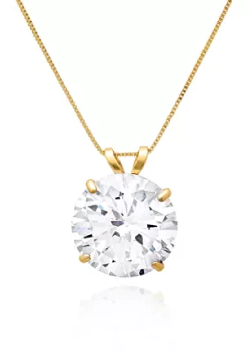 14k Yellow Gold 10mm Cubic Zirconia Pendant