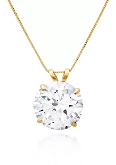 14k Yellow Gold 10mm Cubic Zirconia Pendant