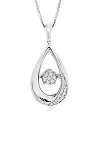 1/10 ct. t.w. Dancing Diamond Drops of Love Pendant Necklace in 925 Sterling Silver 