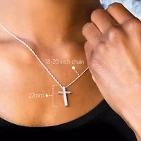 Sterling Silver Diamond Reversible White & Black Diamond Cross Necklace with Adjustable 18” or 20” Rope Chain