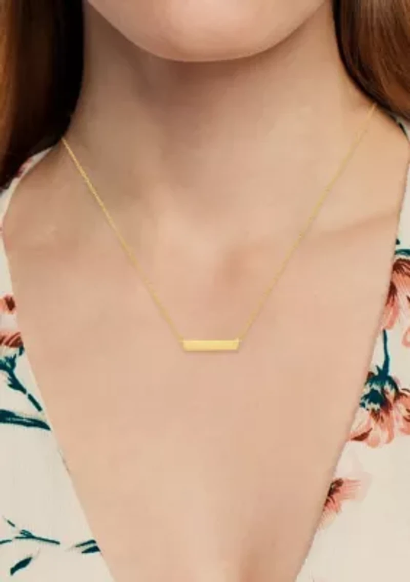 18K Yellow Gold Over Sterling Silver Vermeil Horizontal Bar Necklace