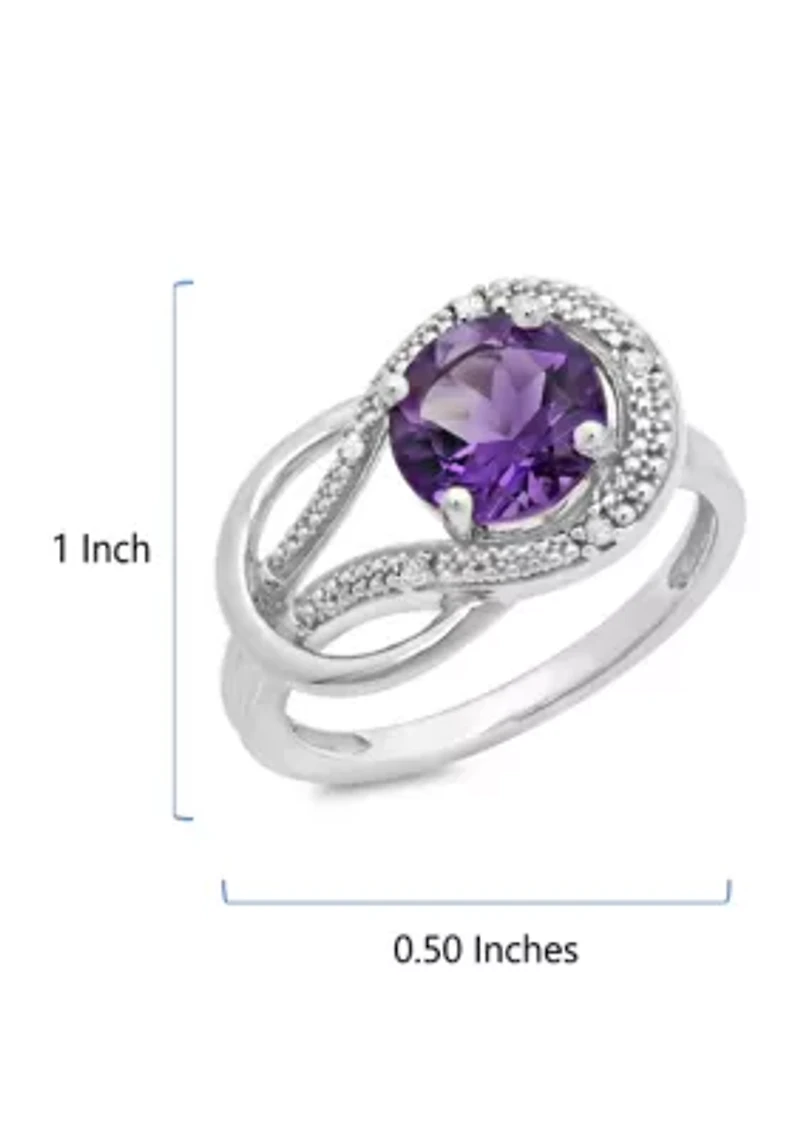 10K White Gold Amethyst and 1.7 ct. t.w. Diamond Accent Ring