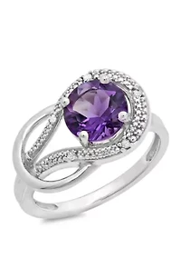 10K White Gold Amethyst and 1.7 ct. t.w. Diamond Accent Ring