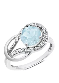 10K White Gold Aquamarine and 1.7 ct. t.w. Diamond Accent Ring