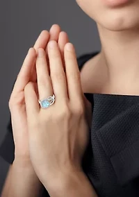 10K White Gold Aquamarine and 1.7 ct. t.w. Diamond Accent Ring