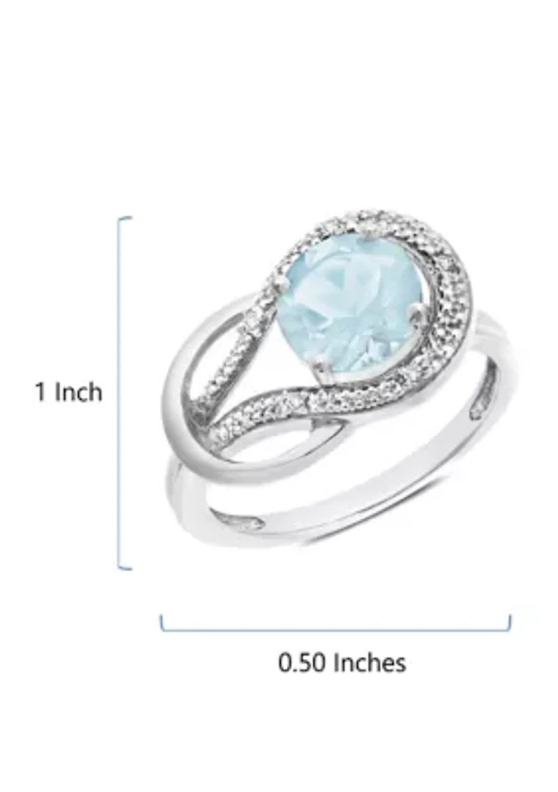 10K White Gold Aquamarine and 1.7 ct. t.w. Diamond Accent Ring