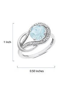 10K White Gold Aquamarine and 1.7 ct. t.w. Diamond Accent Ring
