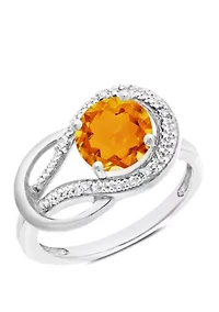 10K White Gold Citrine and 1.7 ct. t.w. Diamond Accent Ring