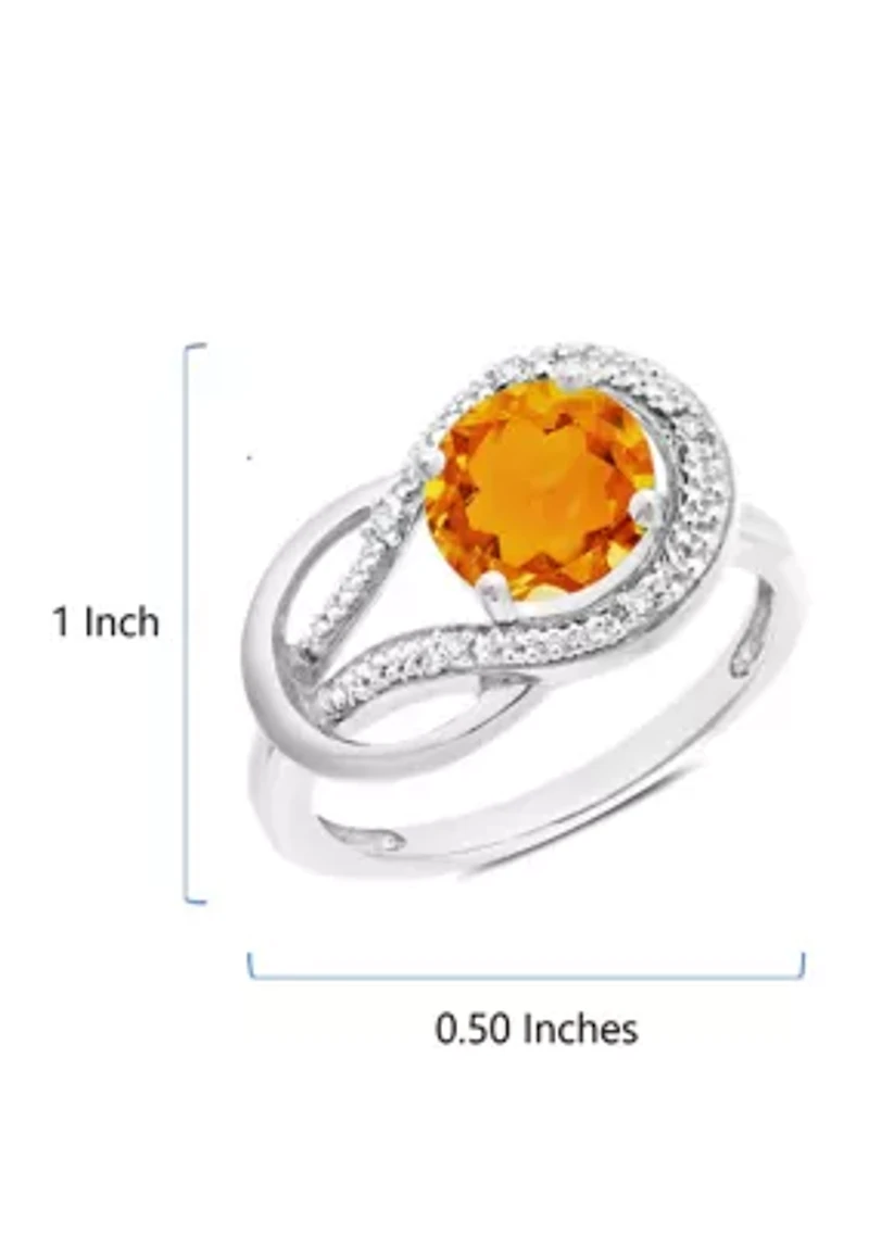 10K White Gold Citrine and 1.7 ct. t.w. Diamond Accent Ring