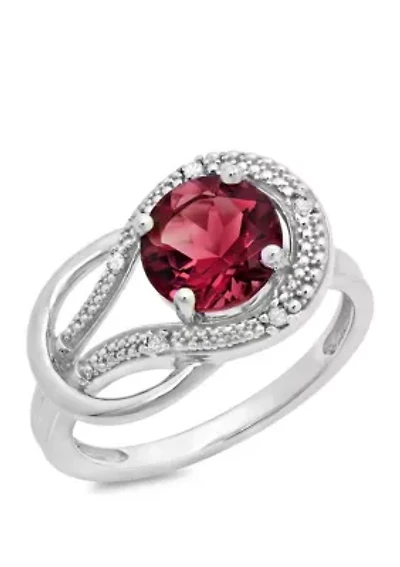 10K White Gold Garnet and 2 ct. t.w. Diamond Accent Ring