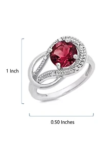 10K White Gold Garnet and 2 ct. t.w. Diamond Accent Ring