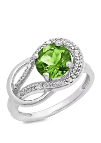 10K White Gold Peridot and 1.7 ct. t.w. Diamond Accent Ring