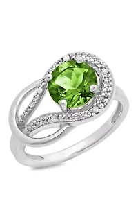 10K White Gold Peridot and 1.7 ct. t.w. Diamond Accent Ring