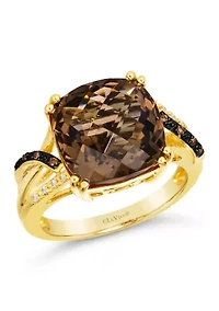 6.75 ct. t.w. Chocolate Quartz®, Diamonds®, Nude Diamonds™ Ring 14K Honey Gold™