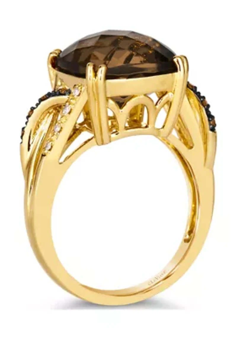 6.75 ct. t.w. Chocolate Quartz®, Diamonds®, Nude Diamonds™ Ring 14K Honey Gold™