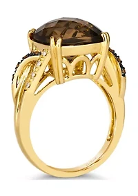 6.75 ct. t.w. Chocolate Quartz®, Diamonds®, Nude Diamonds™ Ring 14K Honey Gold™