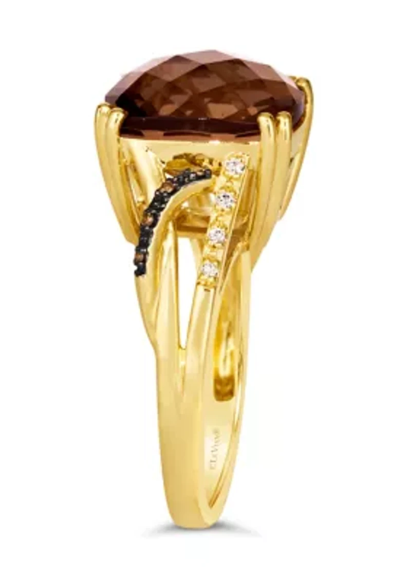 6.75 ct. t.w. Chocolate Quartz®, Diamonds®, Nude Diamonds™ Ring 14K Honey Gold™
