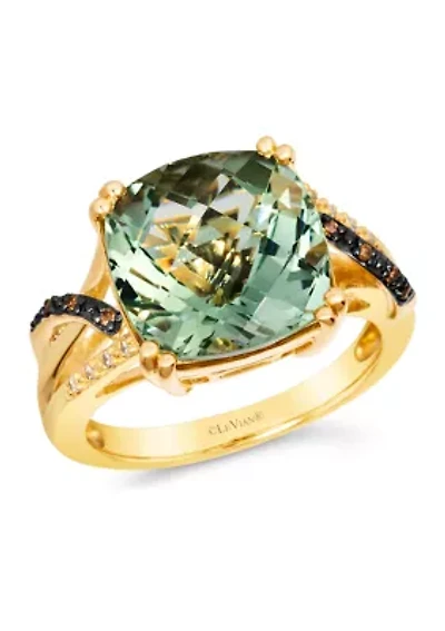 Ring featuring 6.5 ct. t.w. Mint Julep Quartz™, Chocolate Diamonds®, Nude Diamonds™ set 14K Honey Gold™