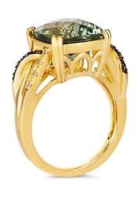 Ring featuring 6.5 ct. t.w. Mint Julep Quartz™, Chocolate Diamonds®, Nude Diamonds™ set 14K Honey Gold™
