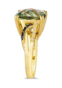 Ring featuring 6.5 ct. t.w. Mint Julep Quartz™, Chocolate Diamonds®, Nude Diamonds™ set 14K Honey Gold™