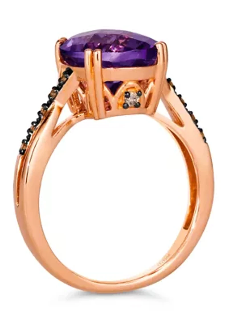 4 ct. t.w. Grape Amethyst™, Nude Diamonds™, 1/20 Chocolate Diamonds�� Ring 14K Strawberry Gold®