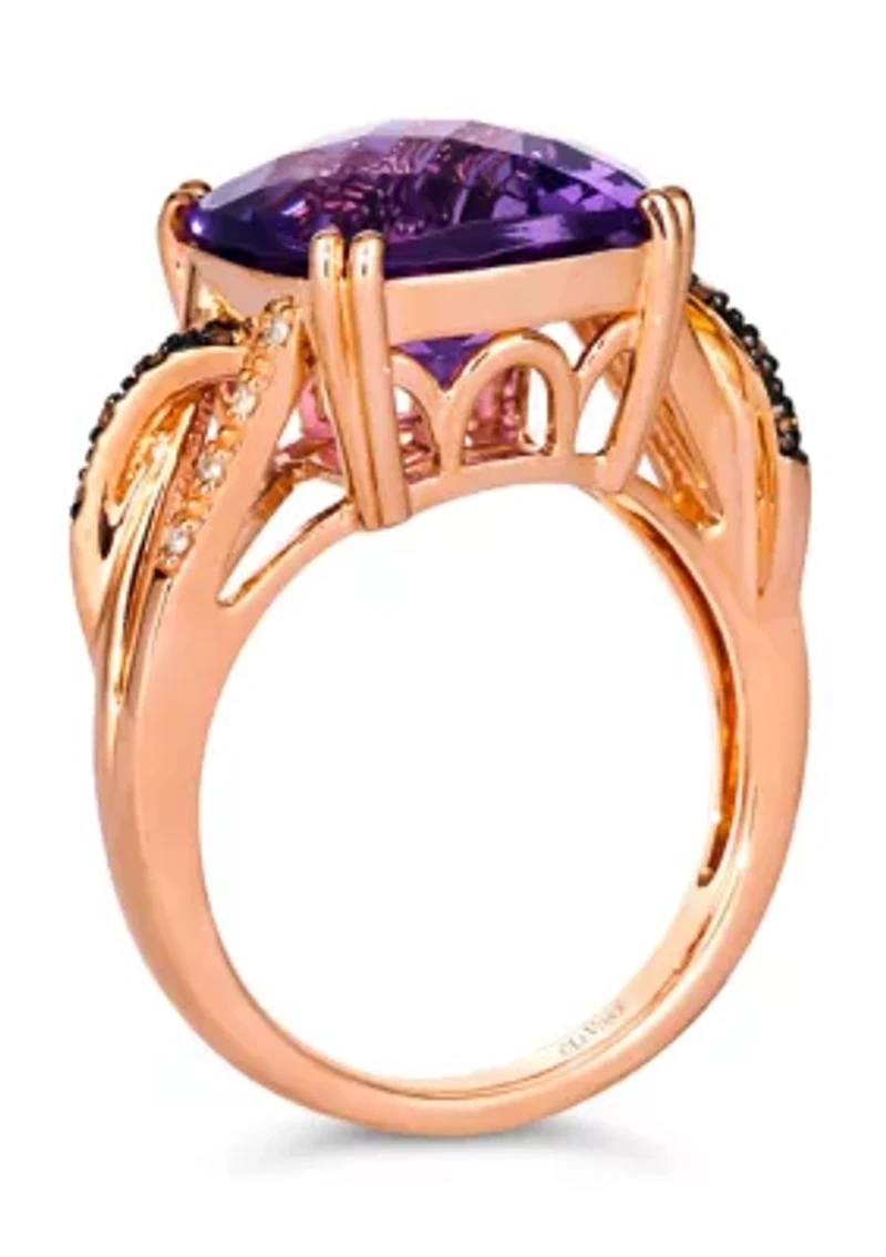 6.25 ct. t.w. Grape Amethyst™, Chocolate Diamonds®, Nude Diamonds™ Ring 14K Strawberry Gold®