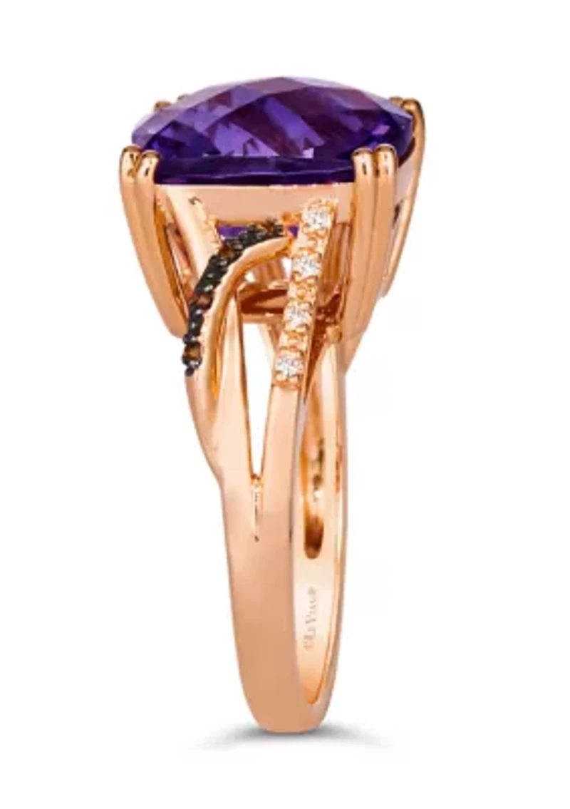 6.25 ct. t.w. Grape Amethyst™, Chocolate Diamonds®, Nude Diamonds™ Ring 14K Strawberry Gold®