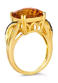 6.75 ct. t.w. Cinnamon Citrine®, Chocolate Diamonds®, Nude Diamonds™ Ring  14K Honey Gold™